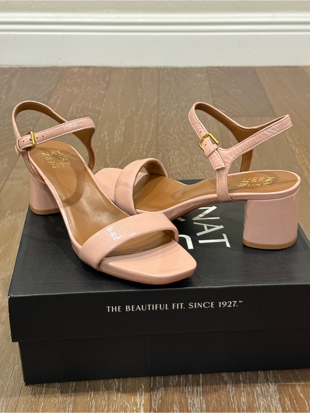 Naturalizer Pink Block Heel Ankle-Strap Sandals